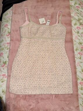 As it May Pink Tweed Bodycon Mini Dress Size XL